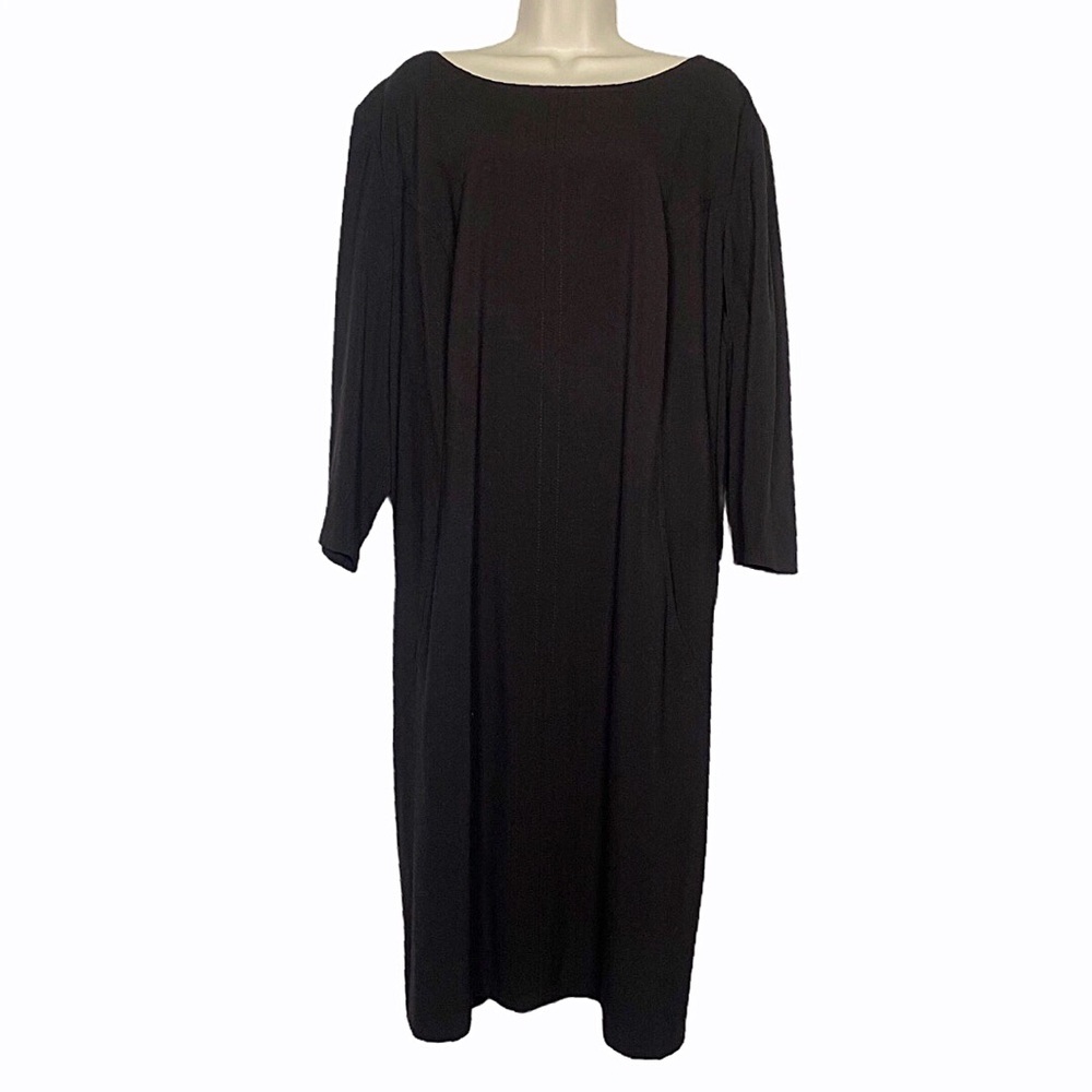 Tahari Black Exposed Back Zipper 3/4 Sleeve Dress NEW